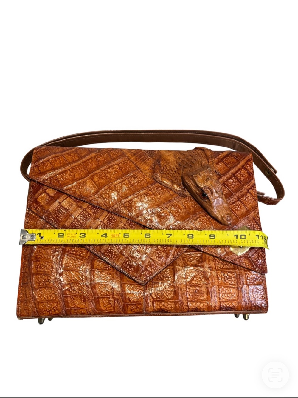 Vintage Crocodile Skin Shoulder Bag in Rich Brown - Picture 11 of 11